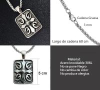 Collar Grueso Hombre Cadena grande Acero inoxidable Cadena Celta Gruesa Vintage colgante Cruz simbolo Nórdico Joya60 cm - details 1