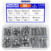 80PCS Tornillos Autoencajados De Cabeza Hexagonal De Acero Inoxidable 410 M4.2*13MM-26MM M4.8*13MM-26MM Punto De Perforación - details 0