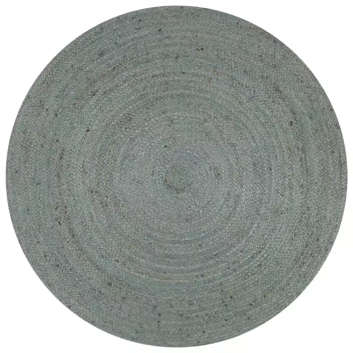 vidaXL Alfombra de yute tejida a mano redonda 120 cm Color Gris,  Gris oscuro,  Verde oliva y mas Alfombras de área  Alfombra de Piso para Sala de Estar Dormitorio Habitación Salón - 1