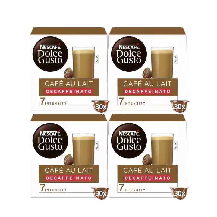 Café NESCAFÉ DOLCE GUSTO Café con leche Descafeinado 30 cápsulas - Pack de 4ud - 120 cápsulas en total - 1