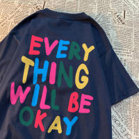 Camiseta De Algodón Para Hombre Every Thing Will Be Okay Estilo Casual Veraniego Cuello Redondo Suelto Moda Breathability - details 30