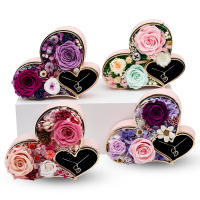 Nuevo estil para el día de la Madre, Día de San Valentín, joyero en forma de corazón, Caja de regalo con Rosa eterna Flor - details 1