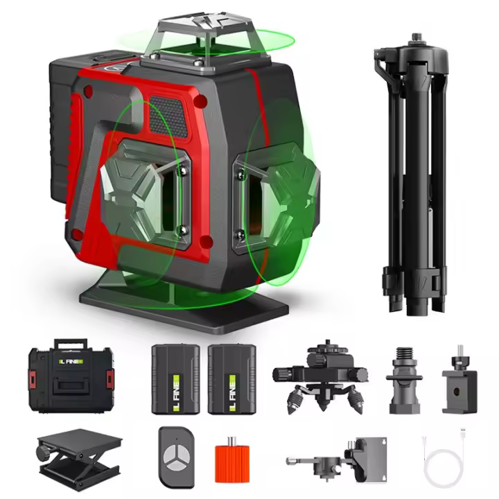 Nivel láser 4D de 16 líneas, autonivelante de línea verde 360, Control remoto Horizontal y Vertical, niveles láser de haz verde, 2 baterías de piezas - 1