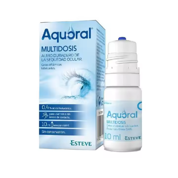 Esteve - Aquoral Gotas Oftálmicas Lubricantes Estériles Multidosis 10 Ml - Alivio Rápido y Duradero - 1