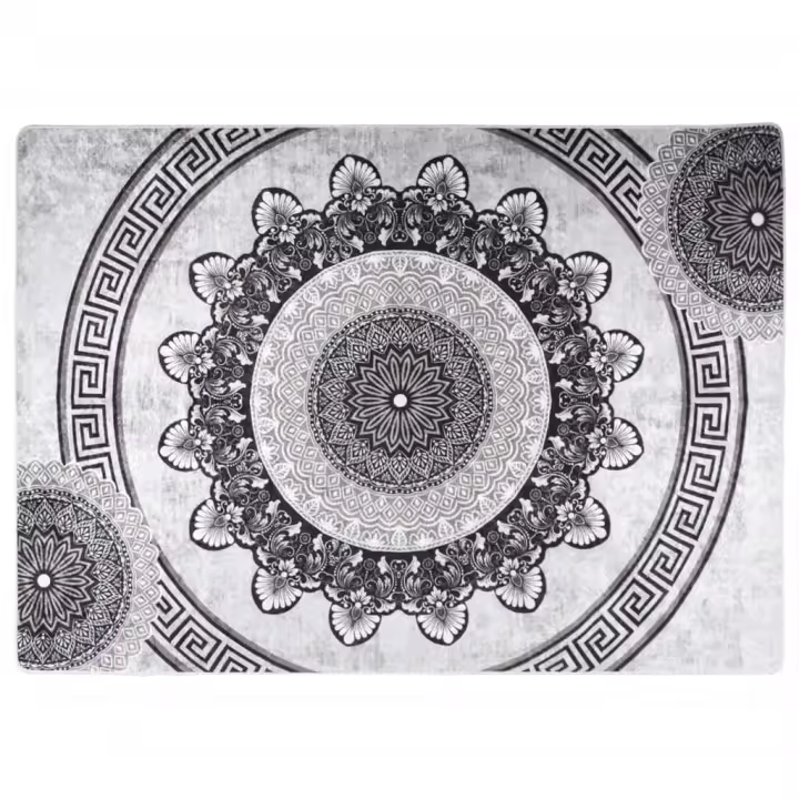 vidaXL Alfombra lavable antideslizante 120x180 cm Color Negro,  Mosaico,  Blanco y negro y mas Alfombras de área  Alfombra de Piso para Sala de Estar Dormitorio Habitación Salón - 1