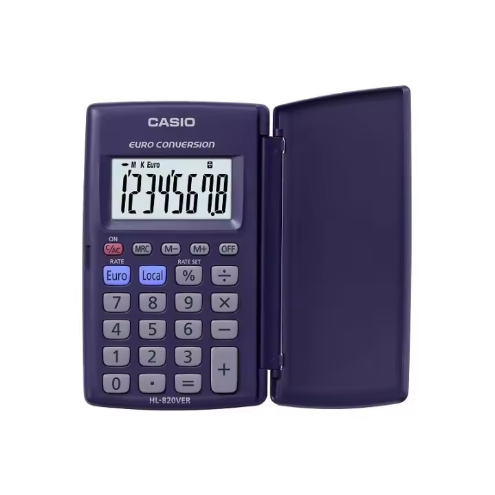 Caculadora Casio Euro conversión HL-820VER 8 dígitos tamaño bolsillo HL820VER - 1