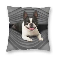 Funda De Cojín Cuadrada De Terrier De Boston Doble Cara Imprimida Adorable Perro Para Decoración De Coche Y Casa - details 0