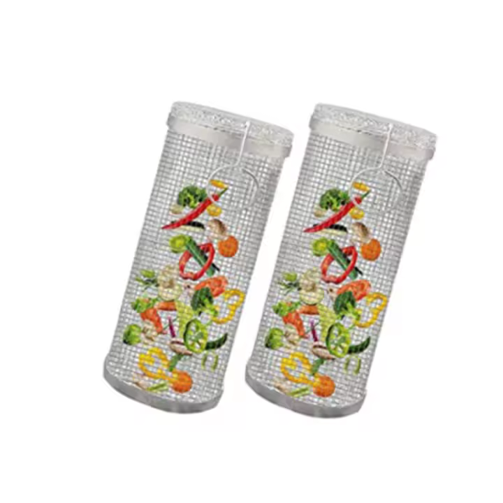 Rejilla redonda para barbacoa, cesta para parrilla rodante, portátil, para acampar al aire libre, accesorios de cocina - 1