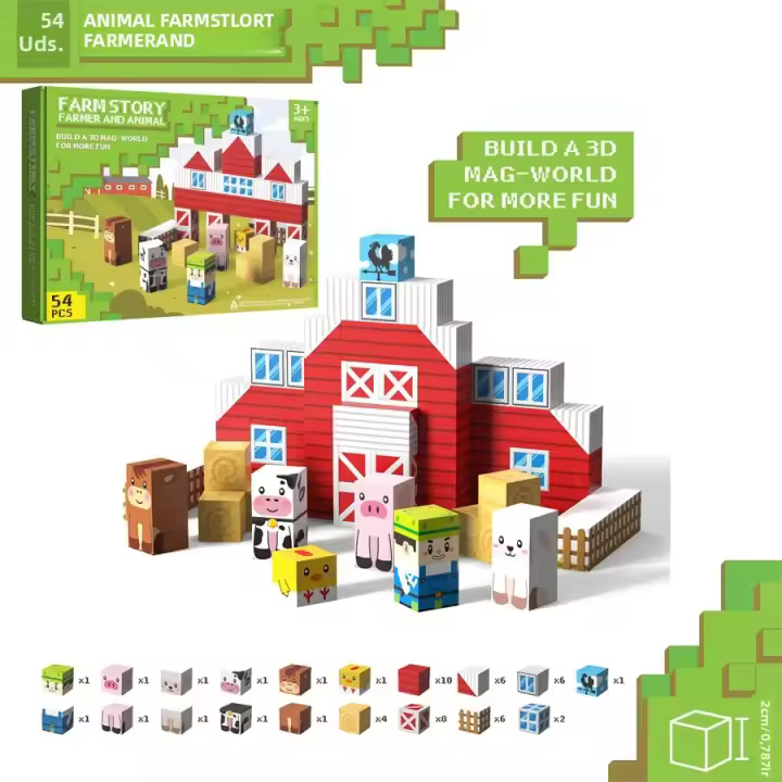 Juego De Bloques Magnéticos 3D Para Niños Y Niñas Modelo Arquitectónico DIY Juguetes STEM Regalos De Navidad Con 54-150 Piezas - 1