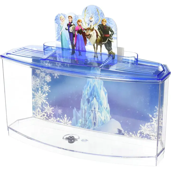 Penn-Plax Tanque Betta con temática de Frozen de Disney con licencia oficial de Penn Plax: Acuario perfecto para peces Betta, este pequeño tanque es perfecto para los fanáticos de Frozen. Pequeño pecera de 17 litros, azul. - 1