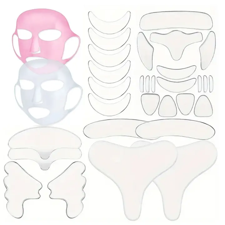 32PCS Parches De Silicone Antiarrugas Reutilizables Para Cuidado De La Piel Parches De Belleza Para Cara Cuello Y Pecho Reducción De Arrugas - 1