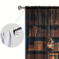 2pcs Cortina De Ventana Para Decoración De Hogar Estilo Edad Media Impresión Con Libros Tratamiento De Ventana Para Dormitorio Oficina Cocina Sala De Estar Material 100% Poliéster - details 9