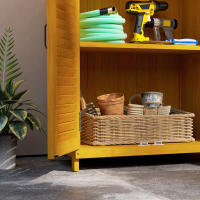 Cobertizo de Jardín with Banco de trabajo, Armario de Jardín de Madera, 65,5x40x98,5 cm, cobertizo de Jardín Para artículos, Patio, Amarillo - details 4