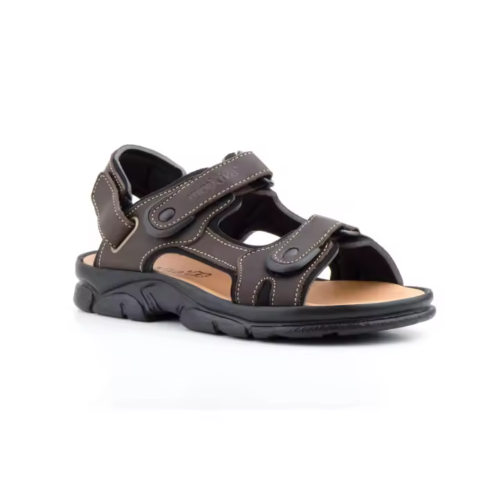 7009 Marrón y Negro Hecho en España Sandalias Hombre Piel Marrón y Negro Correa Desmontable Numeración: 39-46 Marca: Morxiva Corte exterior de piel vacuno Forro interior textil acolchado Plantilla de piel flor Correa talón desmontable Cierre tipo velcro S - 1