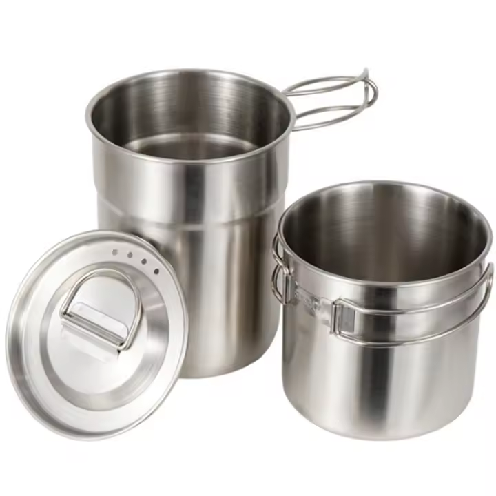 Conjunto de Taza Plegable de Acero Inoxidable Portátil 304 Ideal para Senderismo y Viajes - 1