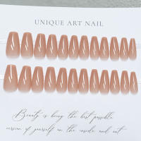 24pcs/set Uñas Postizas De Talla Grande En Rosa Gris Y Marrón Estilo Francés Y Almendrado Para Otoño E Invierno Decoración De Uñas Press on Falsas Acrílicas - details 24