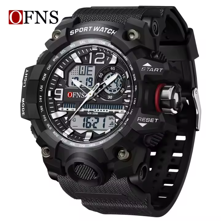 Reloj Deportivo Militar De Lujo OFNS Para Hombre 50M Impermeable Multifuncional Con Cuarzo LED Digital Cronógrafo Calendario Alarma - 1