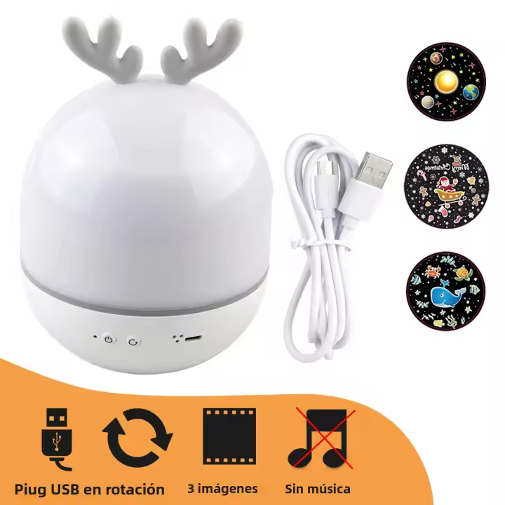 Lámpara Nocturna De LED Con Proyector De Cielo Estrellado Y Ciervo Para Decoración De Habitación Regalo De Cumpleaños Y Navidad Para Niños Y Bebés - 1