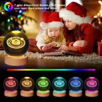 Luz Nocturna De Navidad 3D Cristal Con Base De Madera Siete Colores LED Regalo Para Niños Y Niñas 6cm Iluminación De Decoración - details 2