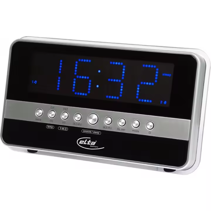 Elta Radio Reloj con Función de Temperatura y Pantalla LCD de Iluminación Azul - 1