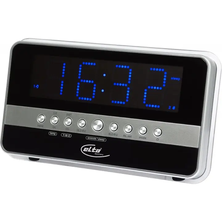 Elta Radio Reloj con Función de Temperatura y Pantalla LCD de Iluminación Azul - 1