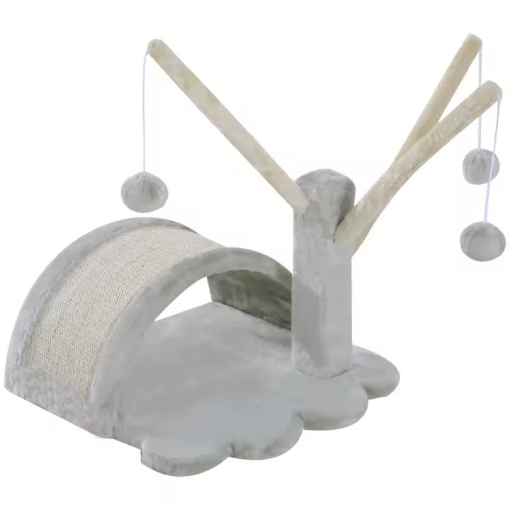 PawHut poste rascador para gatos poste de escalada para gatos sisal cubierto con felpa de aglomerado gris claro 38x38x40 cm - 1