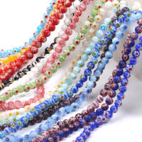 63pcs 6mm Murano Lampwork Perlas Redondas De Vidrio Pintado Con Flores Para Fabricación De Joyas Pulseras Collares Accesorios - details 5