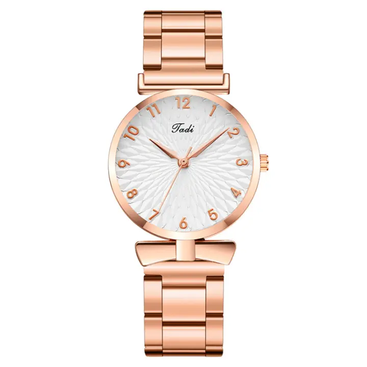 Reloj para mujer con numeración, sol, cinta de boda y correa de acero inoxidable, movimiento de cuarzo, un reloj de lujo y elegancia para la mujer - 1