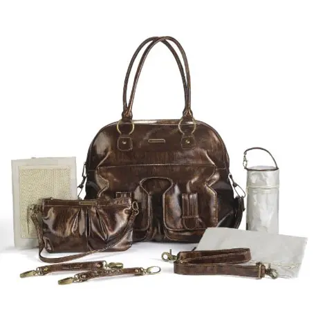 BOLSO MAMA PARA CARRO BEBE UNIVERSAL CUERO  MARRON - 1