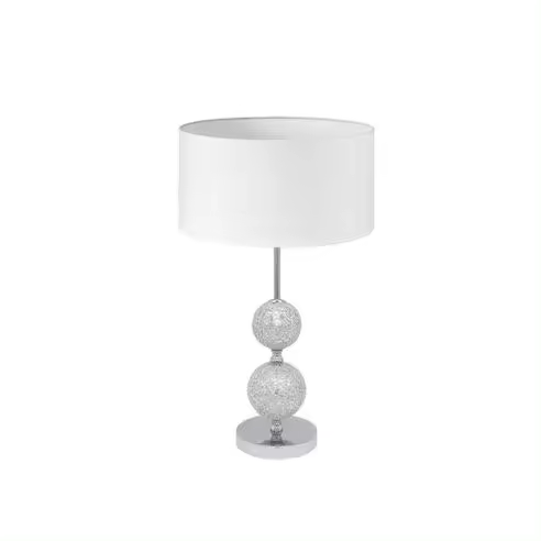FABRILAMP Lámpara de Mesa Sobremesa Salaria 1xe27 Cromo Pantalla Blanca 35 Cm - Diseño Moderno - 1