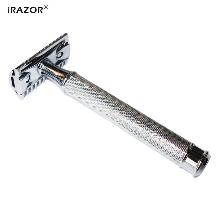 iRAZOR Afeitadora De Seguridad Clásica Pesada En Acero Inoxidable Con Doble Cuchilla Para Hombres Eliminación De Pelo Con 10 Hojas Para Cabello Del Cuerpo Cara Axilas - 1