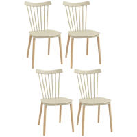 HOMCOM Juego de 4 Sillas de Comedor Estilo Nórdico Sillas de Cocina con Respaldo Alto Asiento de Polipropileno y Patas de Madera de Haya Carga 120 kg 48x52,5x83 cm - details 0
