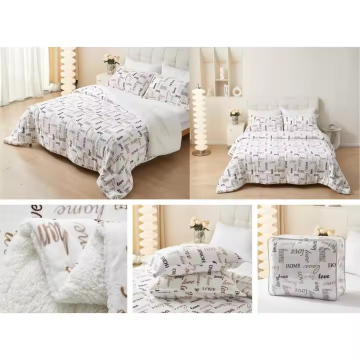 Edredón nórdico con Borreguito Ultra Suave y cálido Set de Cama con Funda de Almohada (180x240CM +1 Funda)(220x240CM +2 Funda)(240x260CM +2 Funda) - 1