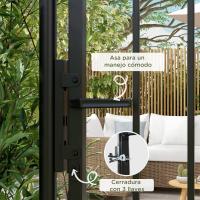 Outsunny Puerta de Jardín Puerta para Valla de Acero Galvanizado con Decoración de Flechas Cerradura y Llaves Puerta para Exterior Patio 107x204 cm Negro - details 5