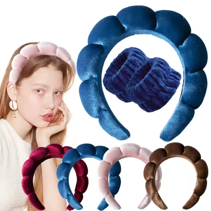 Cinta De Tela De Cielo De Terciopelo Vintage Para Mujeres Y Niñas Accesorios De Baño Y Spa Cinta Para Lavado De Cara Y Muñeca Estilo Decorativo - 1