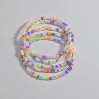 Juego De 4 Piezas De Cadena De Tobillo Para Mujer Colorido Luminoso Con Cuentas Multicolor Estilo Playa Moda Casual - details 2