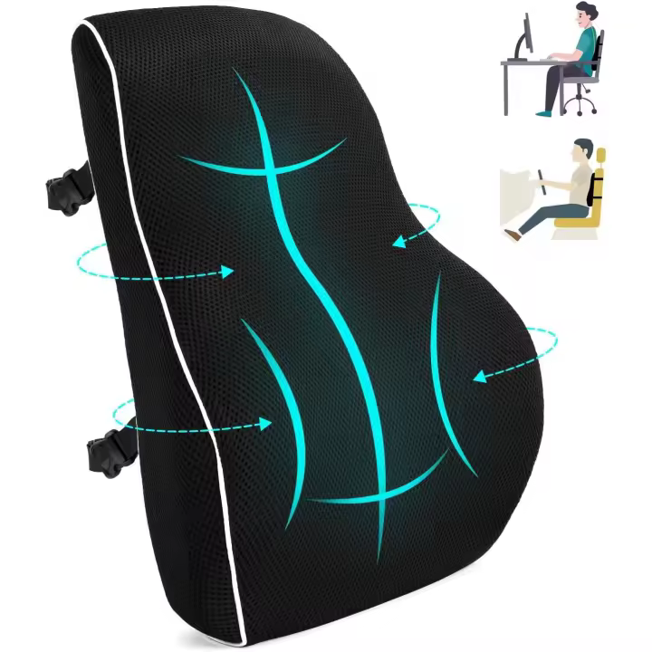 FAOKZE Cojín de Soporte Lumbar Ergonómico,Cojín Lumbar de Memoria para casa, Oficina, Coche, Viajes. Cojin Lumbar with Funda antiestática, Adgradable PARA LA Cuero y para una Postura cómoda - 1