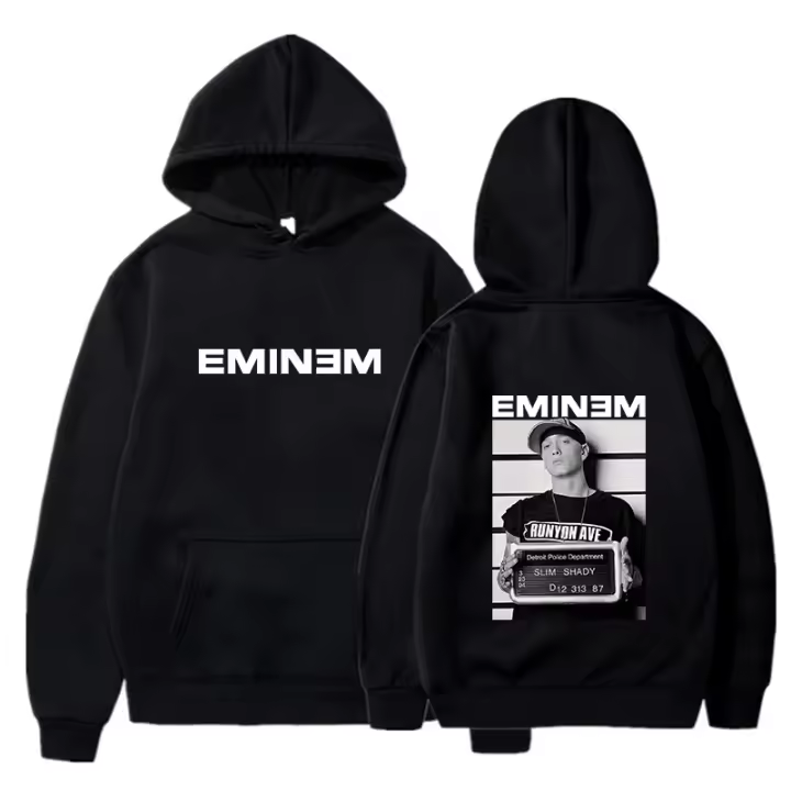  Sudadera De Capucha Para Hombre Estilo Rap Eminem Impreso Vintage Casual Hip Hop Moda Suéteres De Cuello En V Sin Cierre - 1