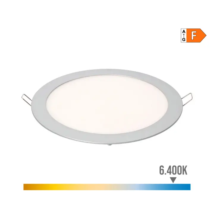 DOWNLIGHT LED EMPOTRABLE REDONDO 20W LUZ FRIA 6400K 1500lm CROMADO Ø22,5cm EDM - 1