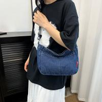 Bolso Bandolera De Denim Gran Capacidad Vintage Para Mujer Estilo Casual Sin Cierre Externo Bolsa De Mano Sólida Para Fiestas - details 8