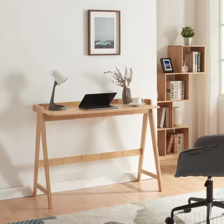 Escritorio Härryda con anticaída bambú 107x47x81cm - Natural [en.casa] - 1