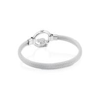 S925 sterling silver bear decorative ring & wire braided bracelet European and American fashion exquisite braided bracelet simple and versatile women's silver jewelry - details 4