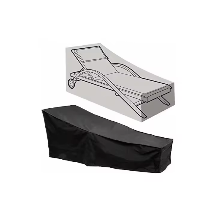 -- Funda para tumbona de jardín. Tela Oxford 210D 210x75x40x80cm.Tumbona de Jardín Negra. Tela Oxford en muebles de balcón de jardín. para proteger contra la humedad, la lluvia y la exposició - 1