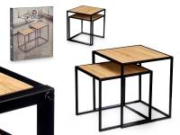 STARLEY-Set 2 mesas auxiliares madera,Mesa pequeña: 30x30x34cm + Mesa grande: 34 x 34 x 37 - details 2