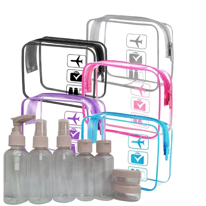 Bolsa de Cosméticos de viaje de 5 piezas subbotella de 7 piezas, unisex, Bolsa de Mano para Aeropuerto y Aerolínea, para satisfacer todas sus necesidades de viaje. - 1