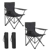 Conjunto de 2 Sillas Plegables para Camping y Playa con Reposabrazos y Portavasos - Resistente y Cómoda - 50x50x80cm - details 0