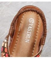 Zapatos de playa con diamantes de imitación 2025, cabeza redonda, tacón plano de alta gama, estilo hueco, cómodos zapatos de mujer para pleno verano - details 43
