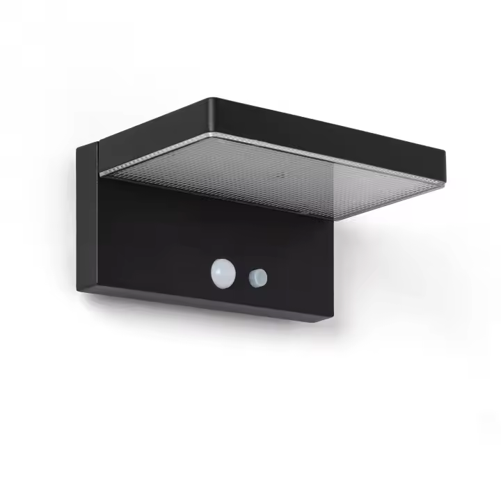 Ledkia Aplique de Pared Exterior Solar LED 5W Aluminio con Sensor de Movimiento Bran Negro - 1