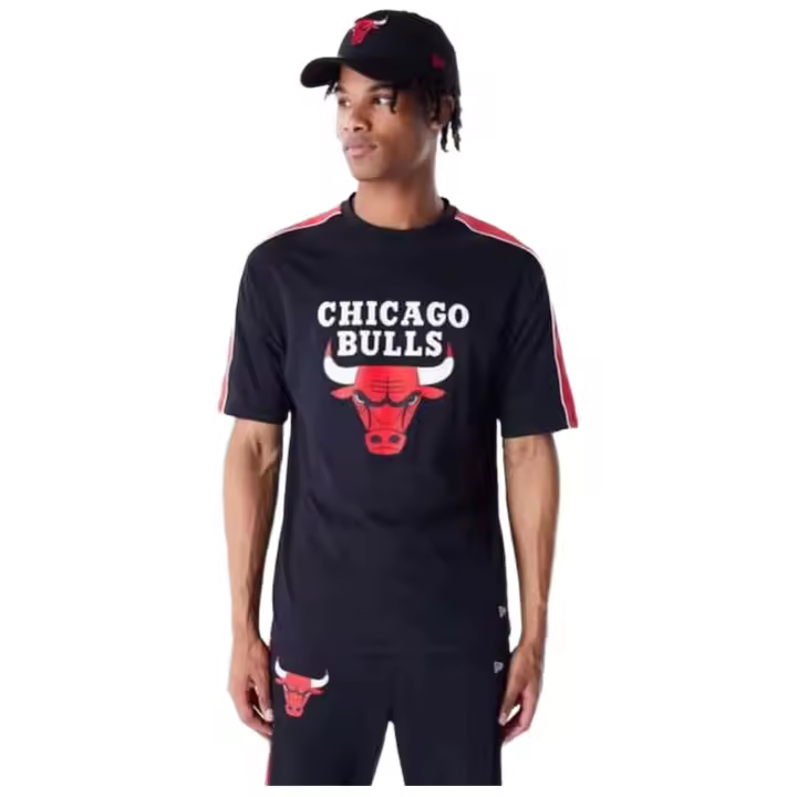 Camiseta de Manga Corta New Era Nba Panel Os Chicago Bulls para hombre en color negro - 1