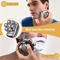 Afeitadora Eléctrica Para Hombres 7 Cuchillas Recargable Impermeable Máquina De Afeitar Barba Y Cabeza Con Dispositivo De Afeitar Facilidad - details 4